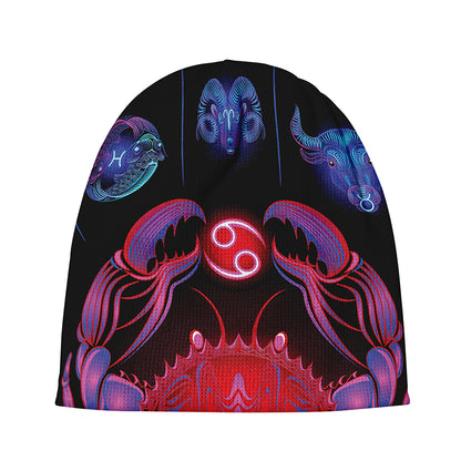 Cancer And Astrological Signs Print Beanie