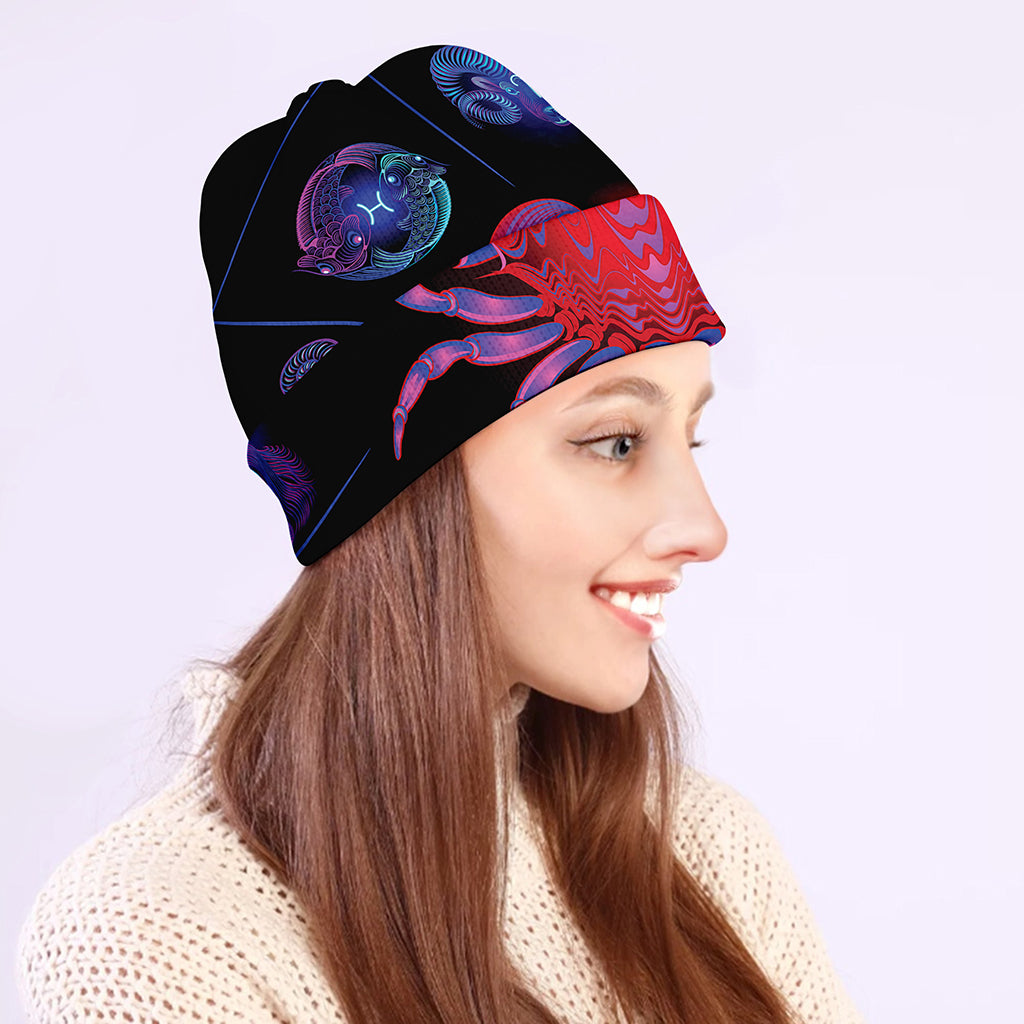 Cancer And Astrological Signs Print Beanie