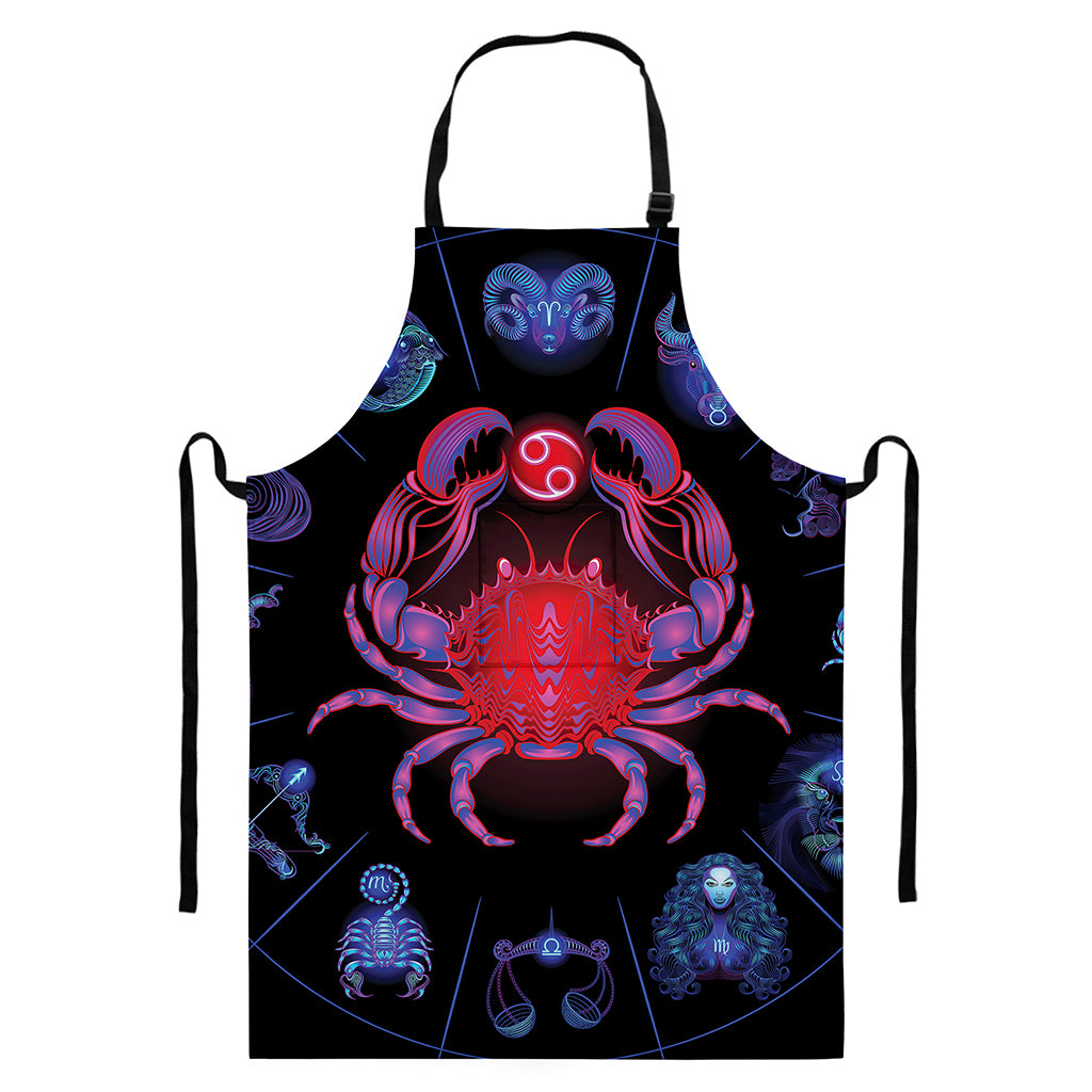 Cancer And Astrological Signs Print Bib Apron With Pocket