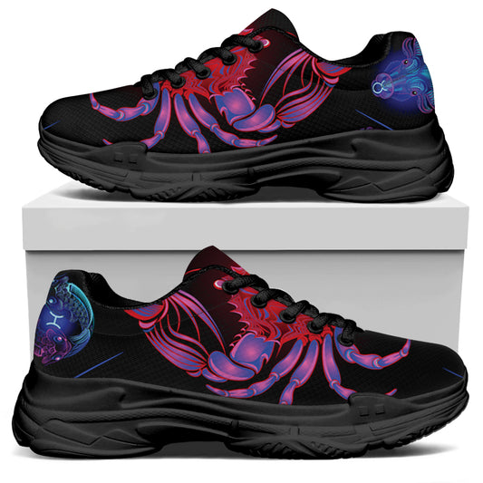 Cancer And Astrological Signs Print Black Chunky Shoes