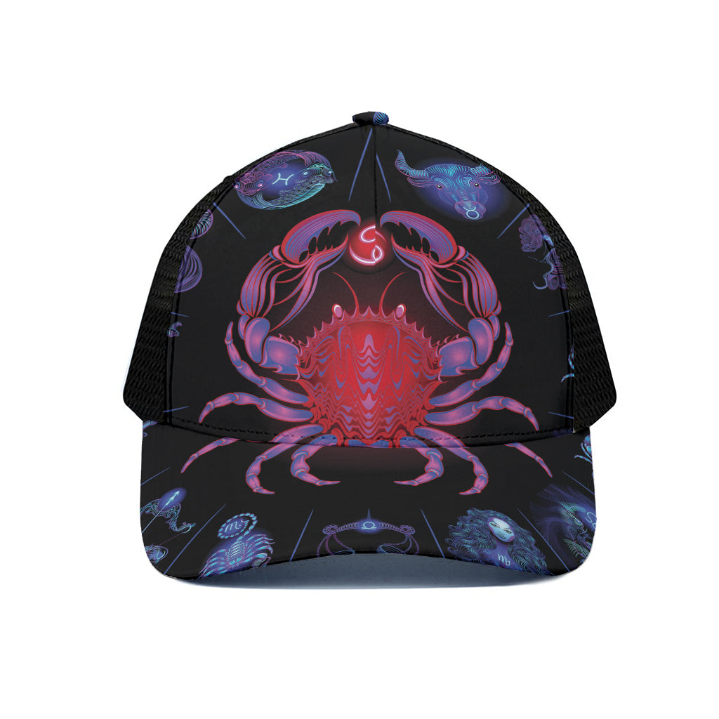 Cancer And Astrological Signs Print Black Mesh Trucker Cap