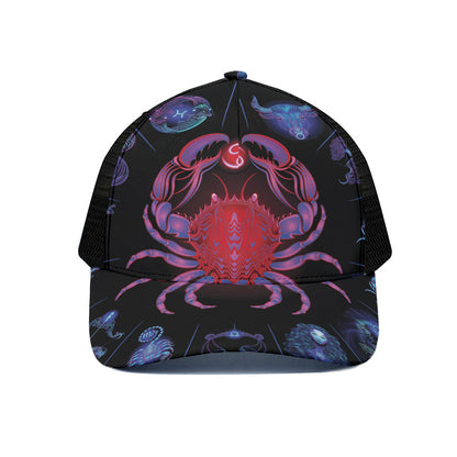 Cancer And Astrological Signs Print Black Mesh Trucker Cap