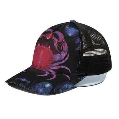 Cancer And Astrological Signs Print Black Mesh Trucker Cap