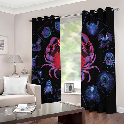 Cancer And Astrological Signs Print Blackout Grommet Curtains