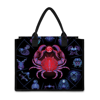 Cancer And Astrological Signs Print Canvas Tote Bag