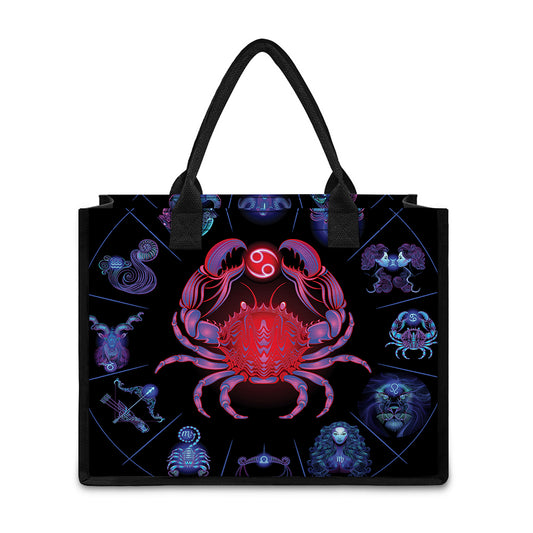 Cancer And Astrological Signs Print Canvas Tote Bag