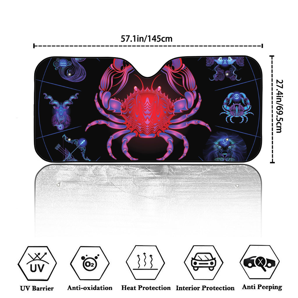 Cancer And Astrological Signs Print Car Windshield Sun Shade