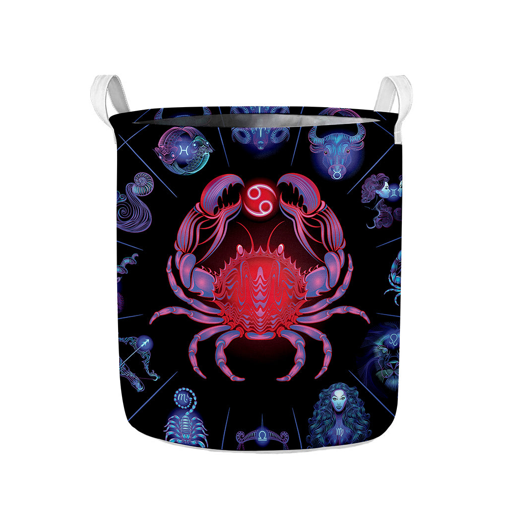Cancer And Astrological Signs Print Collapsible Laundry Basket
