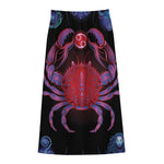 Cancer And Astrological Signs Print Cotton Front Slit Maxi Skirt