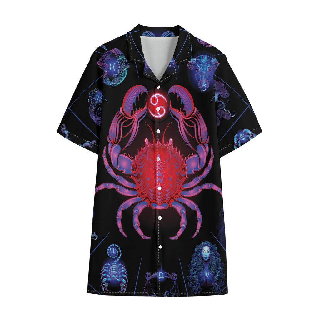 Cancer And Astrological Signs Print Cotton Hawaiian Shirt