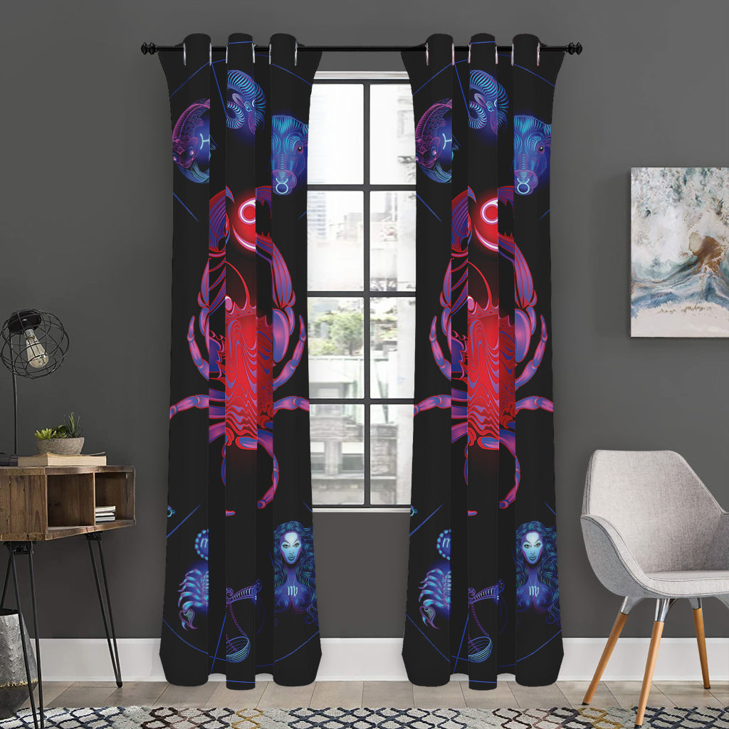 Cancer And Astrological Signs Print Curtain