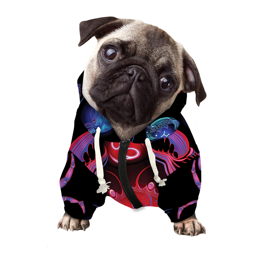 Cancer And Astrological Signs Print Dog Zip Up Hoodie