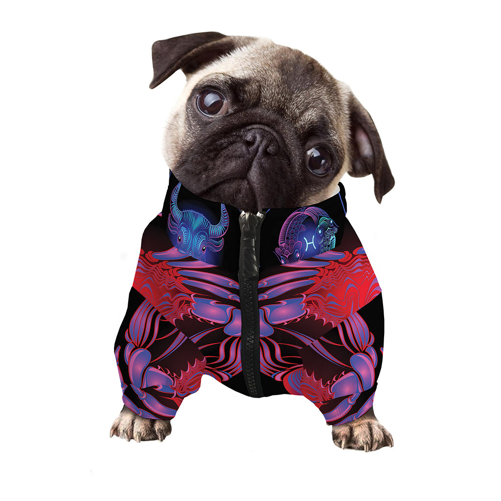 Cancer And Astrological Signs Print Dog Zip Up Jacket