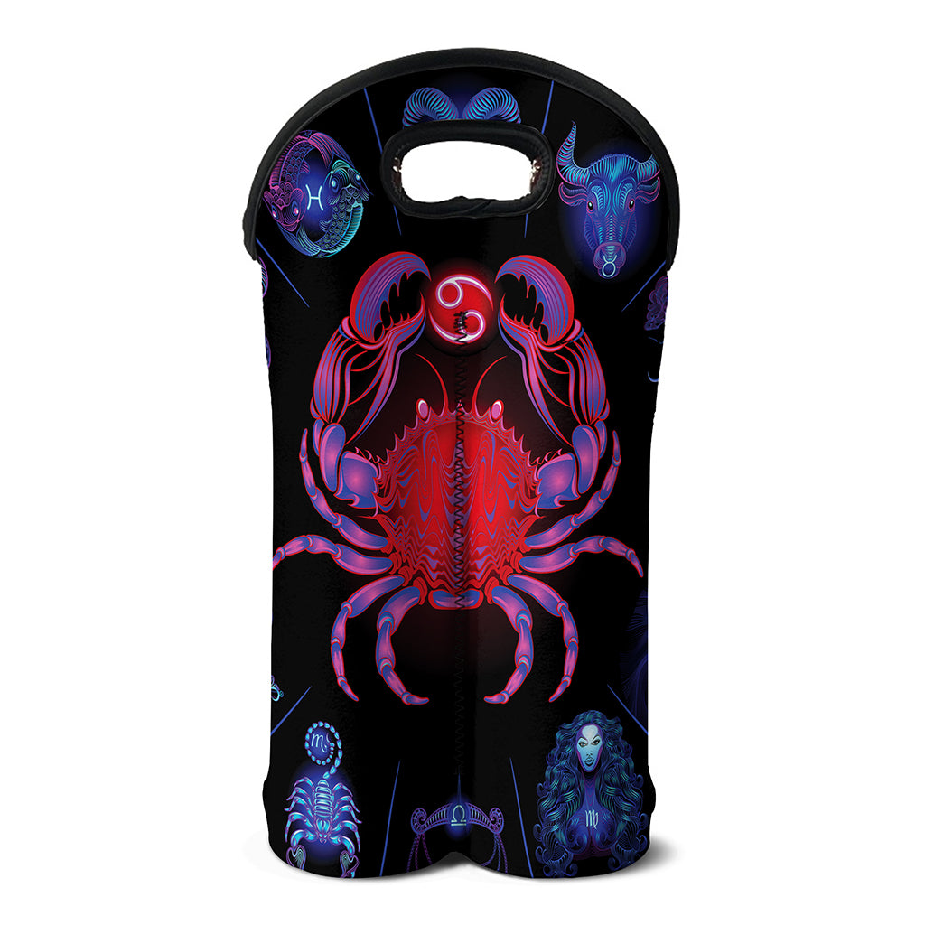 Cancer And Astrological Signs Print Double Neoprene Wine Tote
