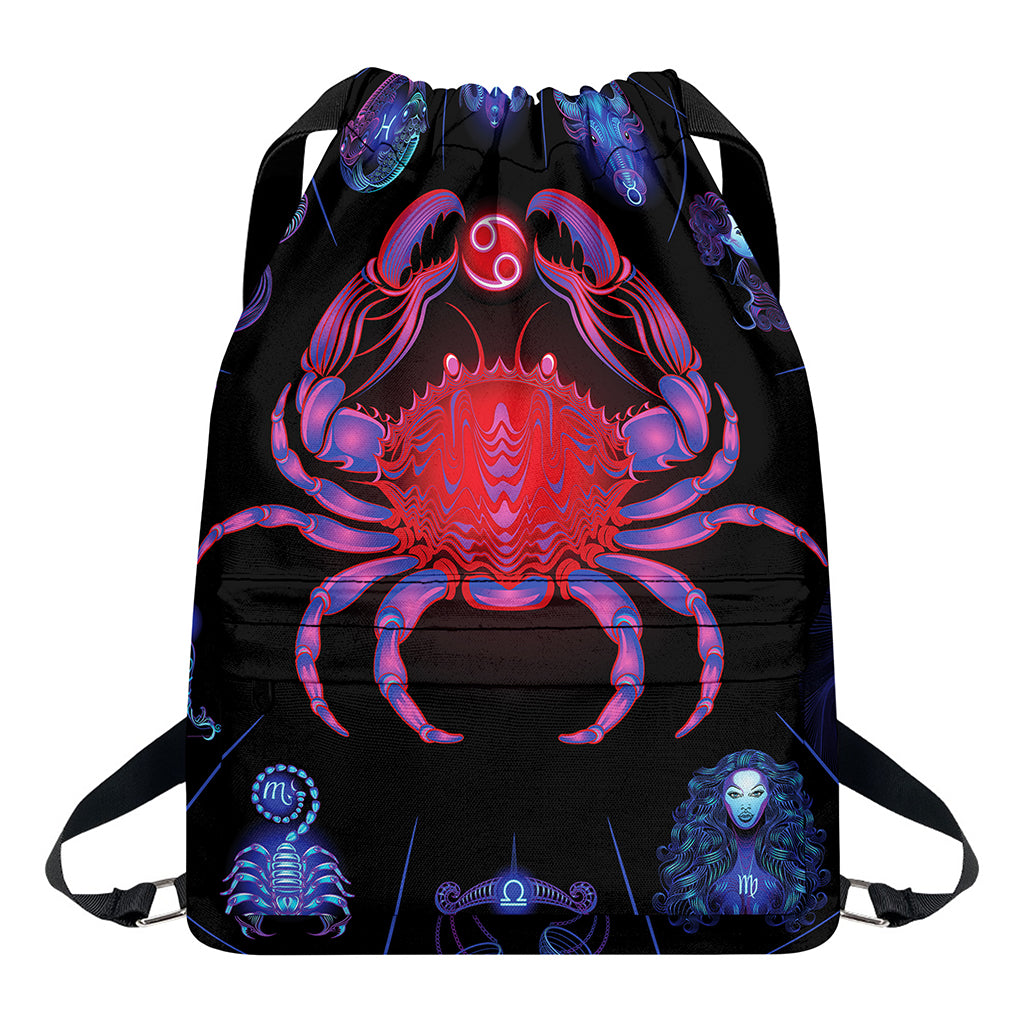 Cancer And Astrological Signs Print Drawstring Backpack