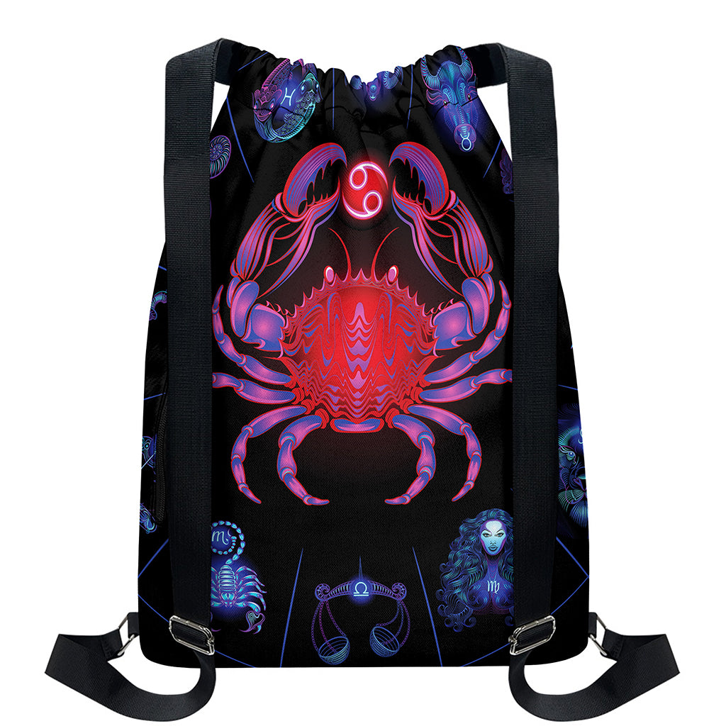 Cancer And Astrological Signs Print Drawstring Backpack
