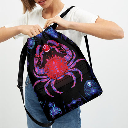 Cancer And Astrological Signs Print Drawstring Backpack