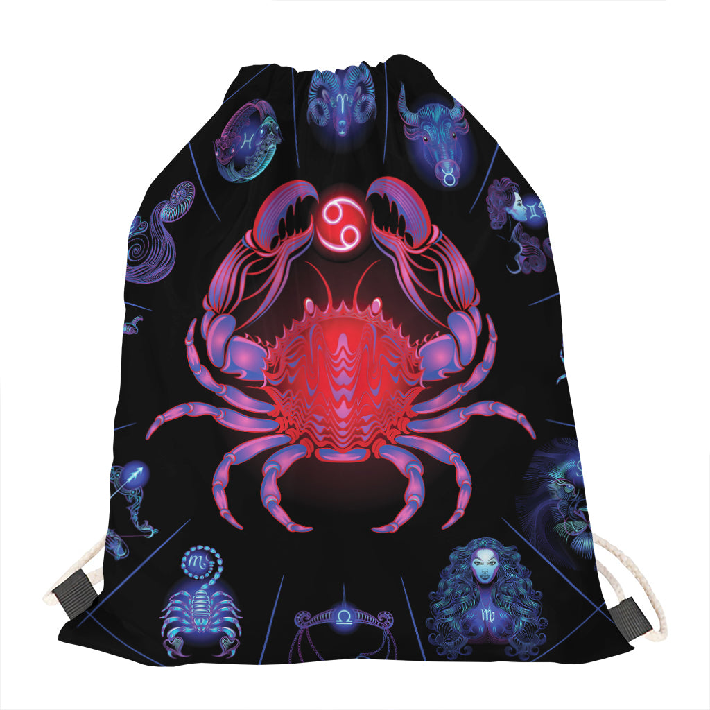 Cancer And Astrological Signs Print Drawstring Bag