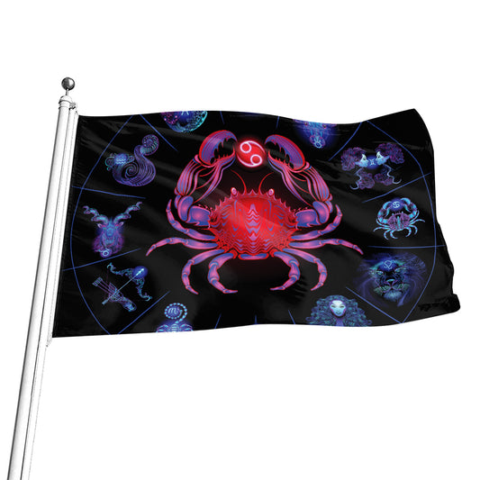 Cancer And Astrological Signs Print Flag