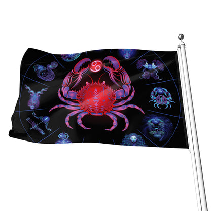 Cancer And Astrological Signs Print Flag