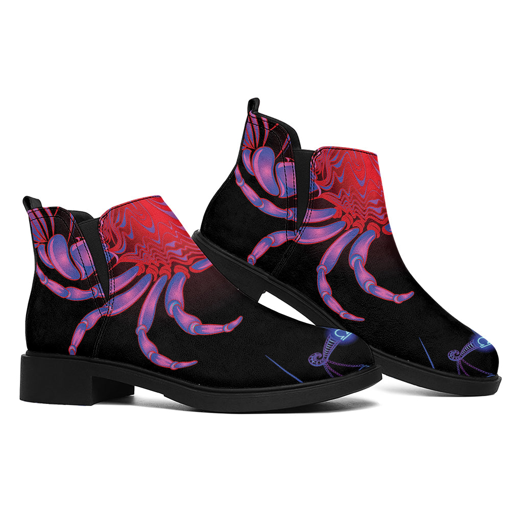 Cancer And Astrological Signs Print Flat Ankle Boots