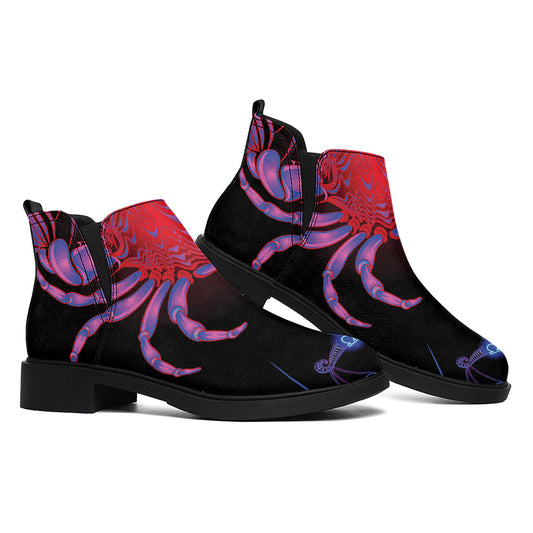 Cancer And Astrological Signs Print Flat Ankle Boots