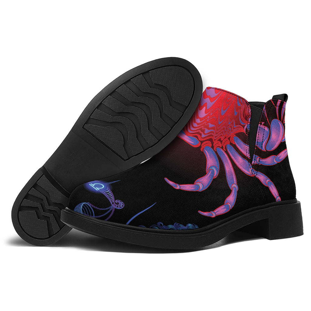 Cancer And Astrological Signs Print Flat Ankle Boots