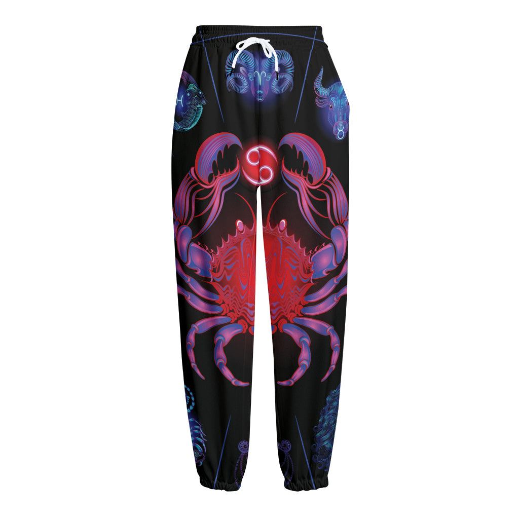 Cancer And Astrological Signs Print Fleece Lined Knit Pants