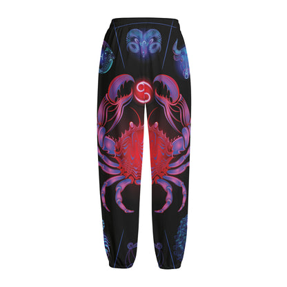 Cancer And Astrological Signs Print Fleece Lined Knit Pants