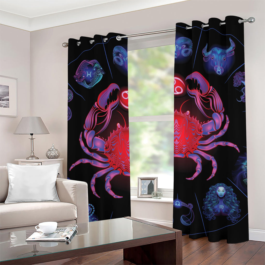 Cancer And Astrological Signs Print Grommet Curtains