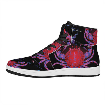 Cancer And Astrological Signs Print High Top Leather Sneakers