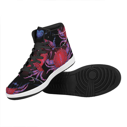 Cancer And Astrological Signs Print High Top Leather Sneakers