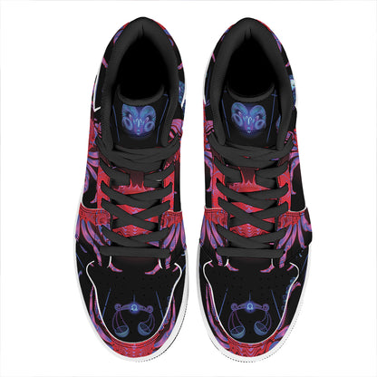 Cancer And Astrological Signs Print High Top Leather Sneakers