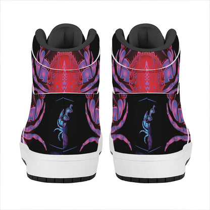 Cancer And Astrological Signs Print High Top Leather Sneakers