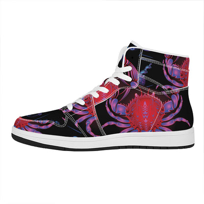 Cancer And Astrological Signs Print High Top Leather Sneakers