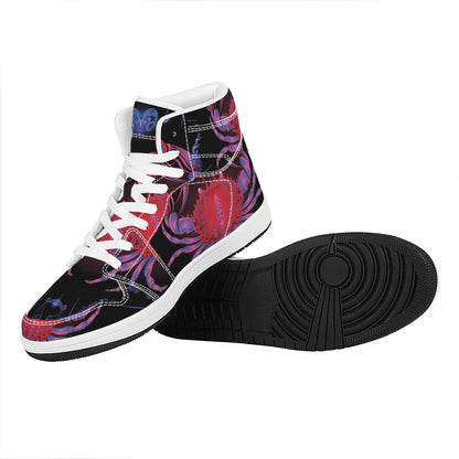 Cancer And Astrological Signs Print High Top Leather Sneakers