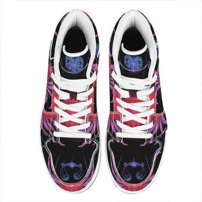 Cancer And Astrological Signs Print High Top Leather Sneakers