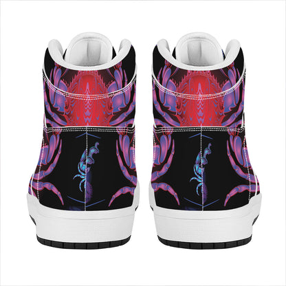 Cancer And Astrological Signs Print High Top Leather Sneakers