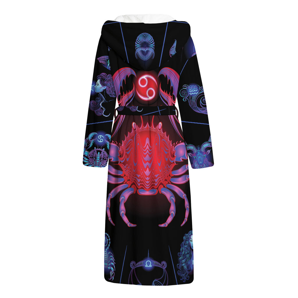 Cancer And Astrological Signs Print Hooded Bathrobe