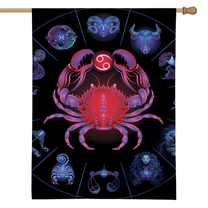 Cancer And Astrological Signs Print House Flag