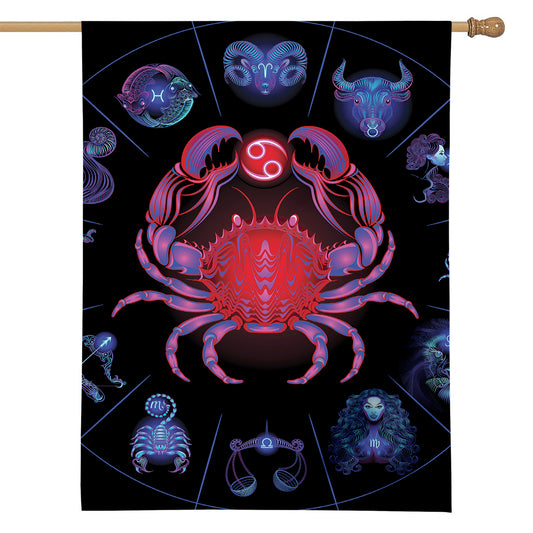 Cancer And Astrological Signs Print House Flag
