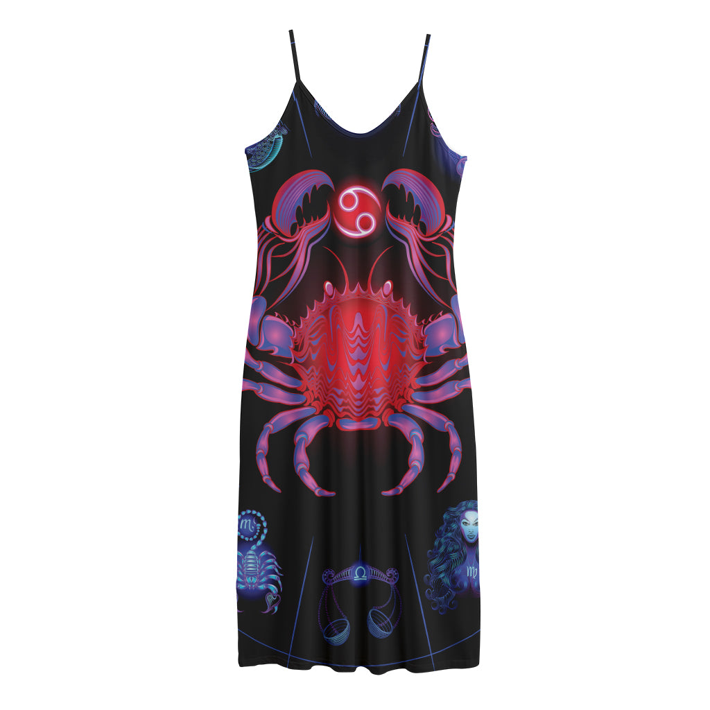 Cancer And Astrological Signs Print Jersey Midi Cami Dress