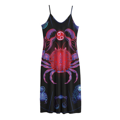 Cancer And Astrological Signs Print Jersey Midi Cami Dress
