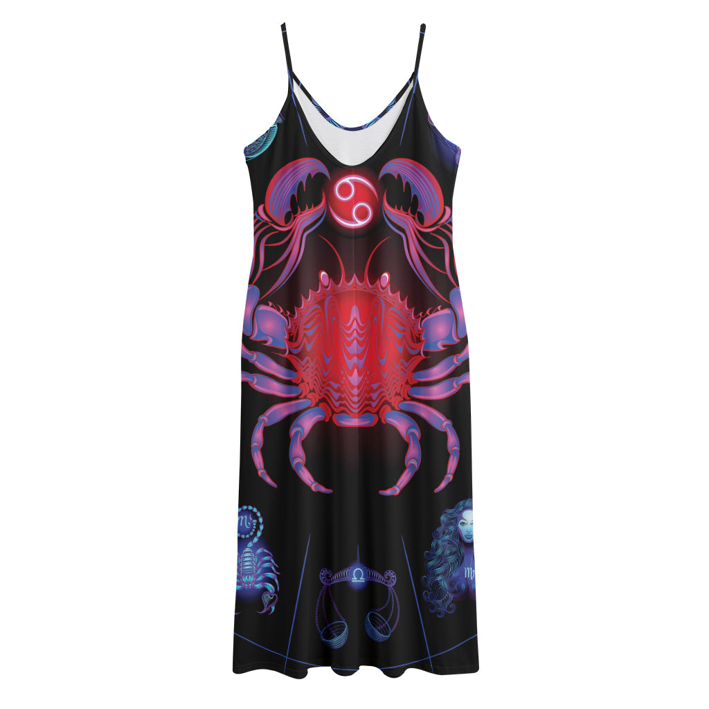 Cancer And Astrological Signs Print Jersey Midi Cami Dress