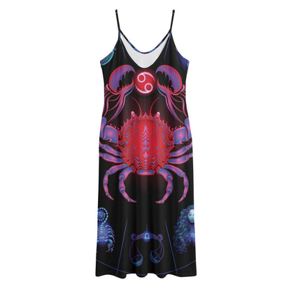 Cancer And Astrological Signs Print Jersey Midi Cami Dress