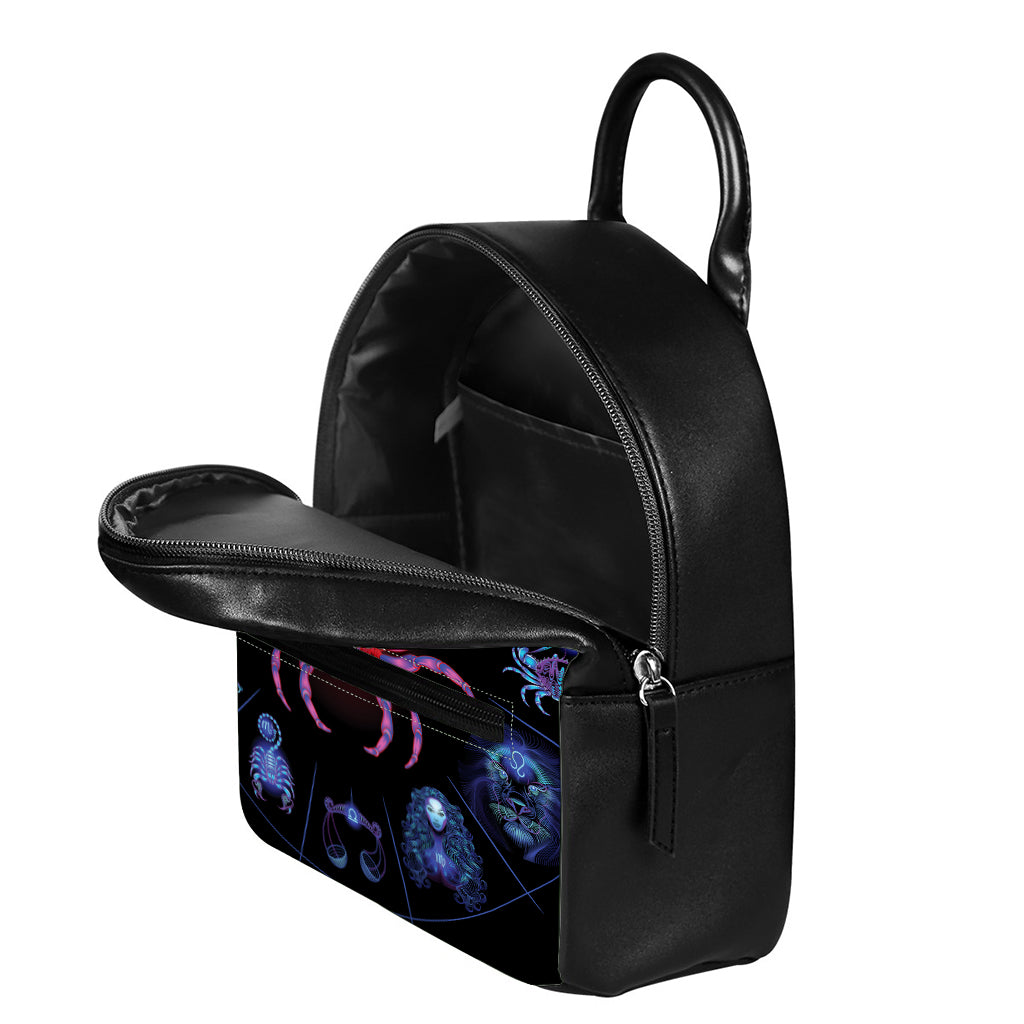 Cancer And Astrological Signs Print Leather Backpack