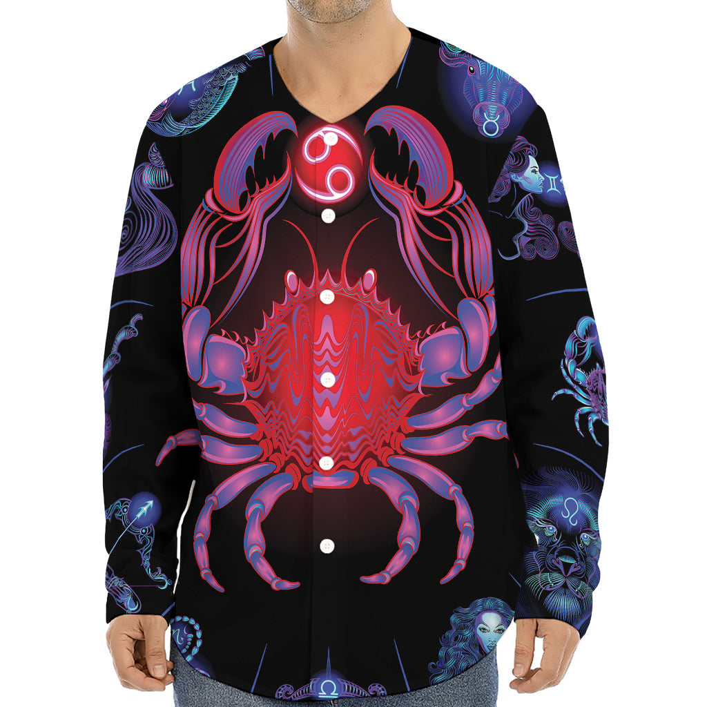 Cancer And Astrological Signs Print Long Sleeve Baseball Jersey