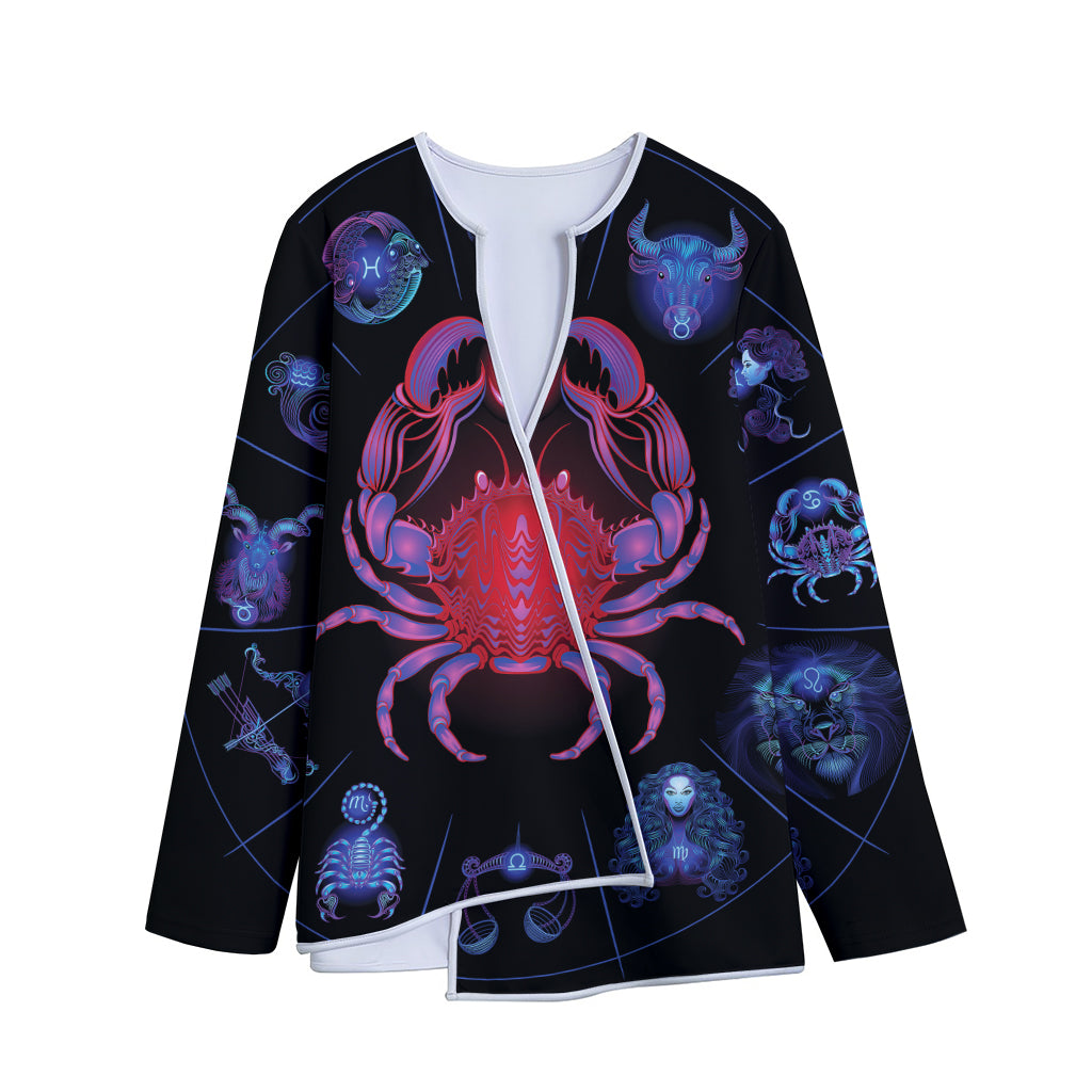 Cancer And Astrological Signs Print Long Sleeve Short Coat