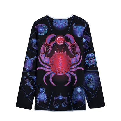 Cancer And Astrological Signs Print Long Sleeve Short Coat