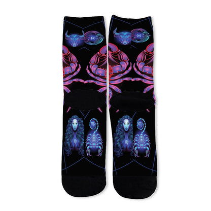 Cancer And Astrological Signs Print Long Socks
